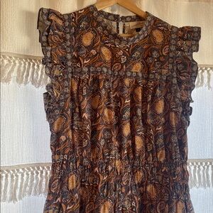 Flutter elastic waist high neck dress